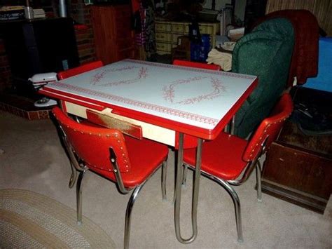 Retro 1950's Vintage chrome, Kitchen table set, 4 red vinyl chairs, PICK UP ONLY | Vintage ...