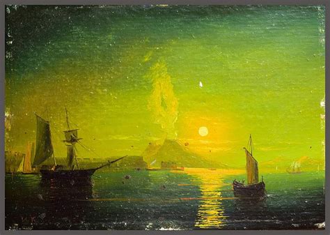 Eruption of Mount Vesuvius in the Bay of Naples. Copy from paintings by Aivazovsky Painting by ...