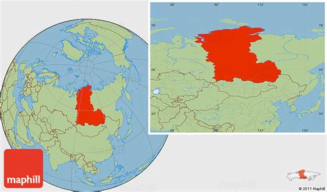 Savanna Style Location Map of Eastern Siberia