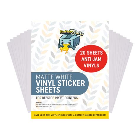 Buy Premium Printable Vinyl Sticker Paper for Inkjet Printer 20 Sheets, 8.5"x11" - Matte Sticker ...
