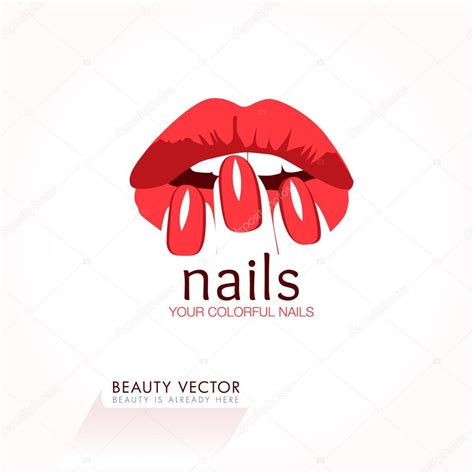 Icono de belleza de uñas y labios rojos de mujer vector, gráfico ...