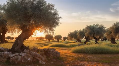 Premium AI Image | Old ancient olive tree in the olive garden in ...