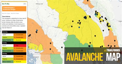 Avalanche Forecast & Slope Angle Map By Trailforks