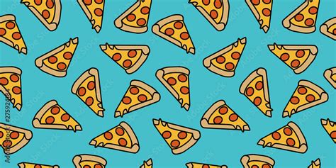 pizza pattern drawing background. Junk food seamless hand drawn for wrapping and decoration ...