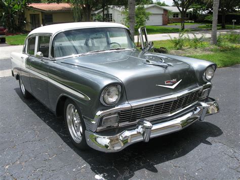 1956 Bel Air 4 Door Sedan, Resto Mod, Grey and White two tone, Restored. - Classic Chevrolet Bel ...