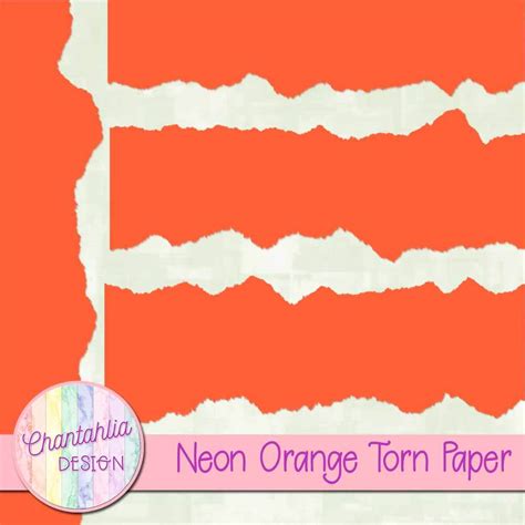 Free Torn Paper Design Elements in Neon Orange