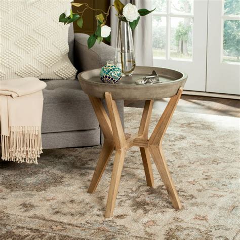 Safavieh Celeste Outdoor Modern Round End Table - Dark Grey/Natural - Walmart.com - Walmart.com