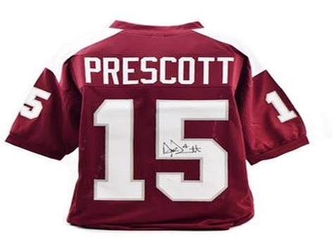 Lot - Dak Prescott Autographed Mississippi State Bulldogs Custom Football Jersey JSA COA DA