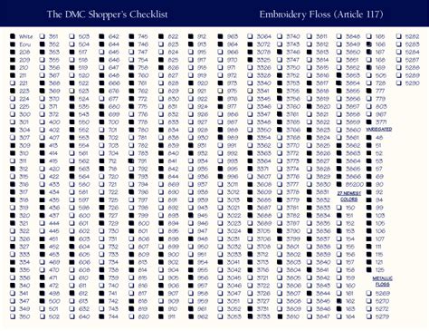 Printable DMC Color List | ... the older charts as they re new all the ones you listed are on my ...