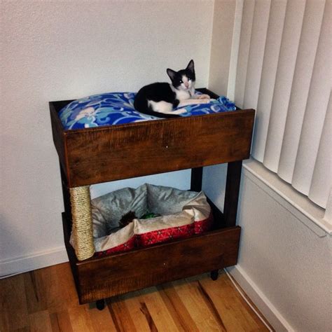 DIY cat bed from extra dresser drawers add legs and paint or stain | Diy cat bed, Raised pet bed ...