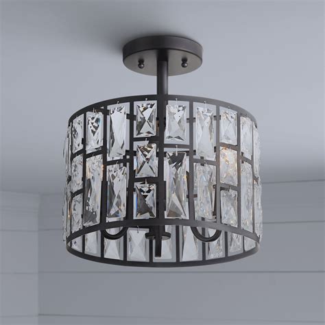 Vienna Full Spectrum Modern Ceiling Light Semi Flush Mount Fixture Black 11 3/4" Wide Crystal ...