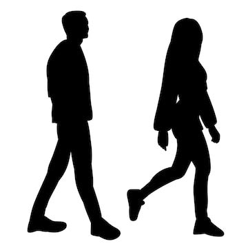 Premium Vector | People walking silhouette on white background isolated ...