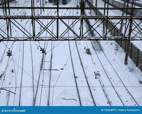 Train Covered with Snow on Railway Stock Photo - Image of parked, cable: 143364870