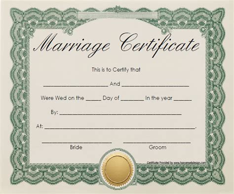 Sample Marriage Certificate Template - 6+ Documents in PDF, Word