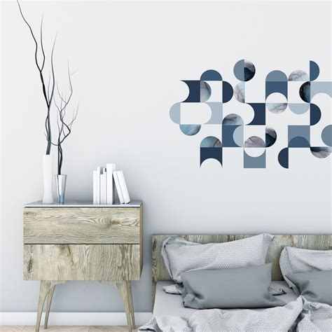 Geometric Decals, Mid Century Modern Wall Decals, Indigo, Removable and ...