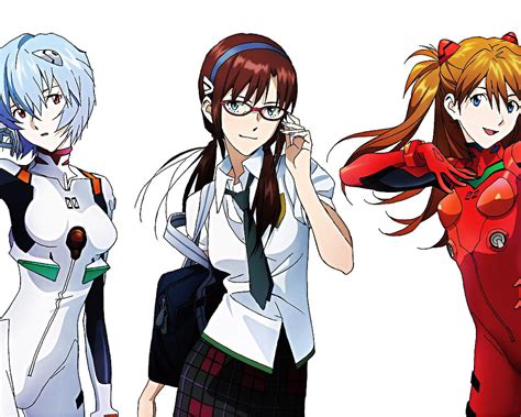 Three female anime characters, Neon Genesis Evangelion, Ayanami Rei ...