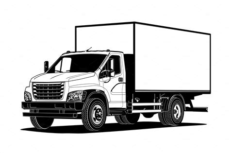 Vector truck outline template isolated on white | Transportation ...