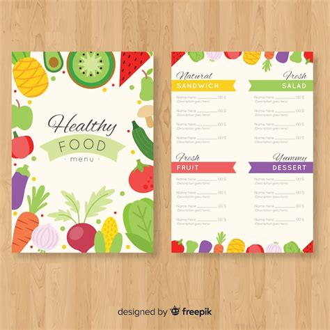 Flat healthy menu template Vector | Free Download