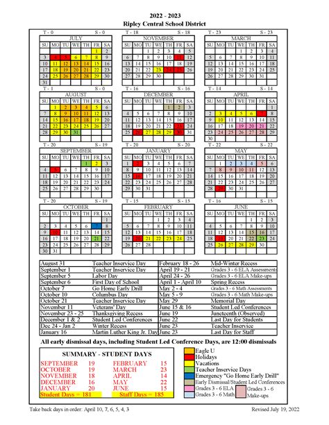 District Calendar | Ripley Central School District