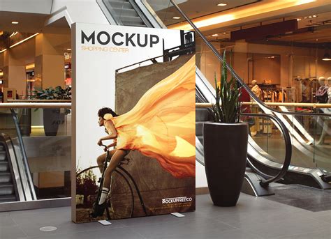 Free Indoor Advertising Shopping Center Billboard Mockup PSD Files - Good Mockups