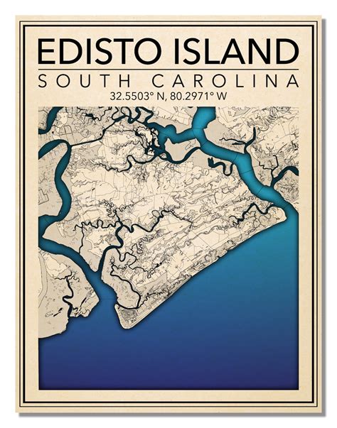 Wall Art Map Print of Edisto Island South Carolina | Etsy