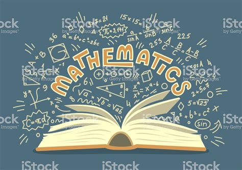 Mathematics. Open book with maths doodles with lettering. Education ...