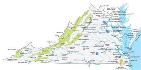 Virginia Lakes and Rivers Map - GIS Geography