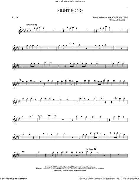 Fight Song sheet music for flute solo (PDF-interactive)