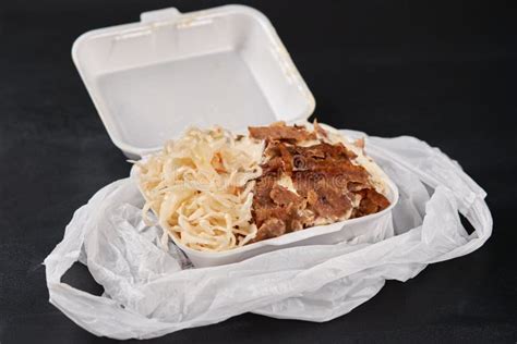 Doner Kebab with Salad in Plastic Box Stock Image - Image of container ...