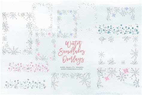 Winter snowflakes overlays, pink Winter silver christmas overlays By ...