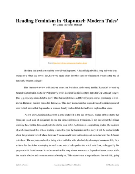 (PDF) Analyzing Rapunzel Modern Literature Reading Feminism in ...