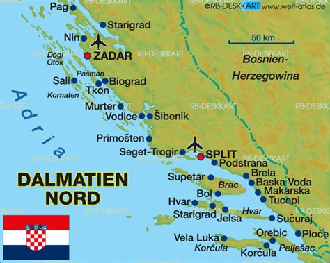 Map of Dalmatia North (Croatia) - Map in the Atlas of the World - World Atlas