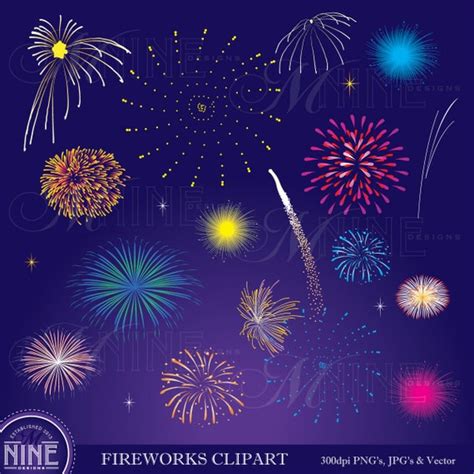 FIREWORKS Clip Art: Digital Fireworks Clipart Instant | Etsy