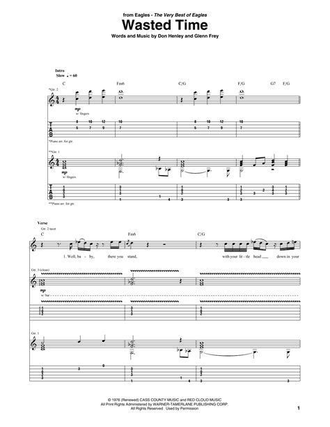 Wasted Time by Eagles - Guitar Tab - Guitar Instructor