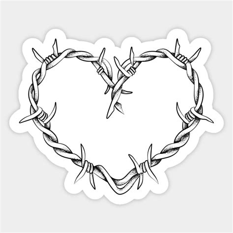 Heart shape of barbed wire - Heart - Sticker | TeePublic