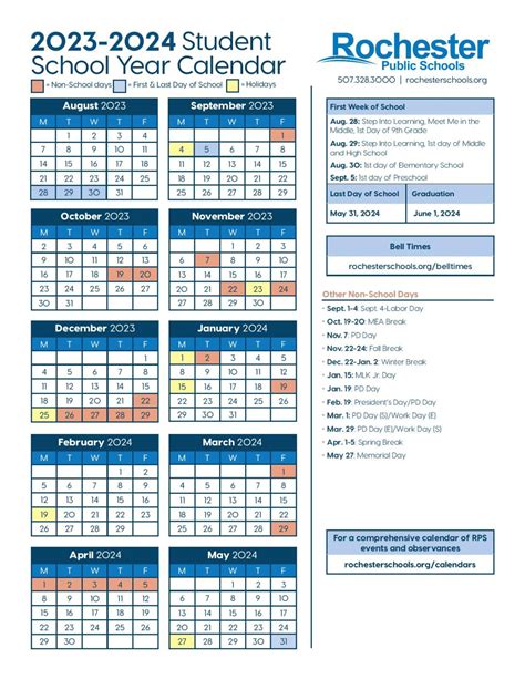 Rochester Public Schools Calendar 2024-2025 (Holiday Dates)