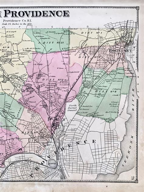 North Providence Map, Original 1870 Rhode Island Atlas, Providence ...