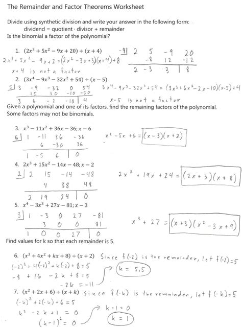 Practice Worksheet Synthetic Division Key - Divisonworksheets.com