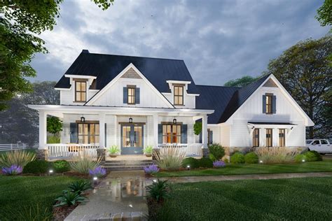 Modern Farmhouse Plan with 2-Story Great Room and Upstairs Game Room - 16919WG | Architectural ...