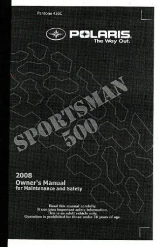 2008 Polaris Sportsman 500 HO ATV Owners Manual