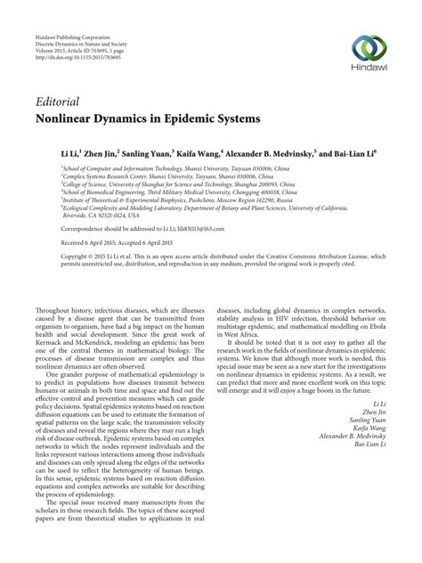 (PDF) Nonlinear Dynamics in Epidemic Systems