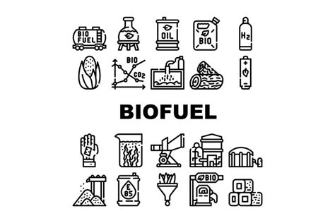 Biofuel Green Energy Collection Icons Set Vector (1125005)