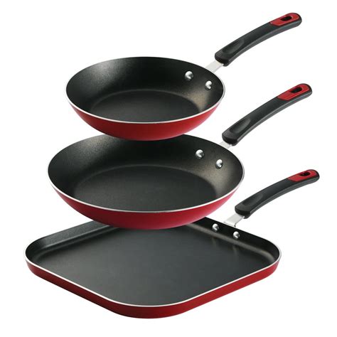 Tramontina everyday 3 pc aluminum nonstick fry pan and griddle set – metallic red - Walmart.com ...