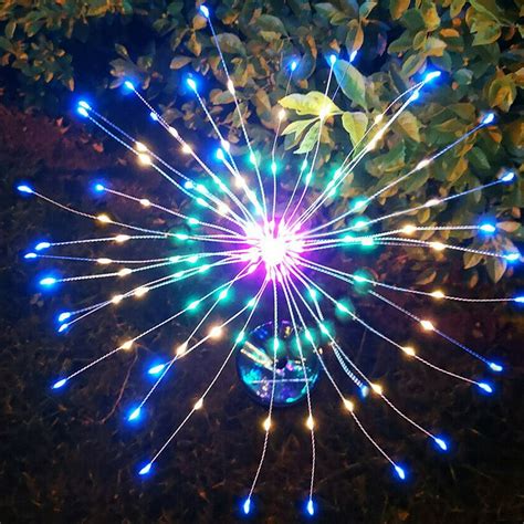 Solarek 2Pcs Solar Starburst Lights 240 LEDs Firework Solar Garden Decorative Lights for Pathway ...