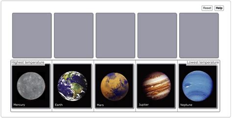 The following images show five planets in our solar system. rank these planets from left to ...