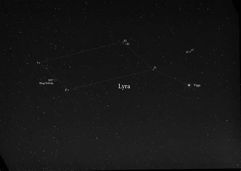 Lyra Constellation with Star Labels, DSLR with 110mm Lens [Stellar Neophyte Astronomy Blog]