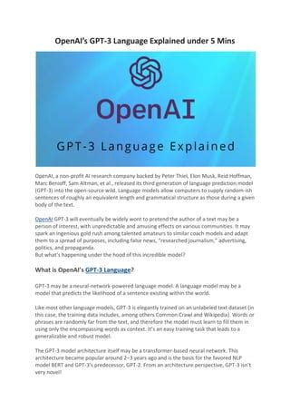 Open ai’s gpt 3 language explained under 5 mins | PDF