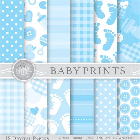 Blue Baby Digital Paper / BLUE BABY Patterns / Baby Theme Downloads ...