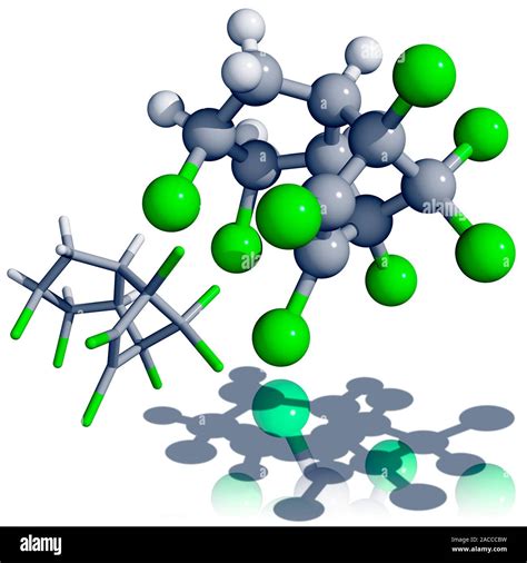 Chlordane pesticide, molecular model. Chlordane was used as an ...