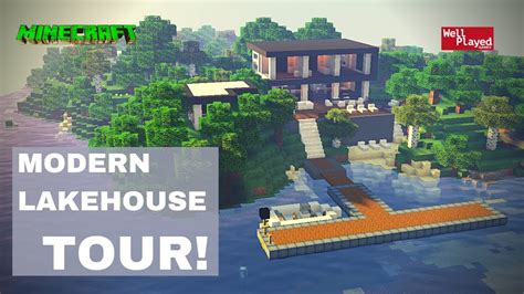 MODERN LAKE HOUSE MANSION TOUR | Minecraft - YouTube